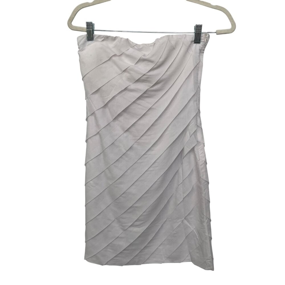 Lucy and Co Layered Strapless Mini Dress Size Small White Minimalist Party NEW